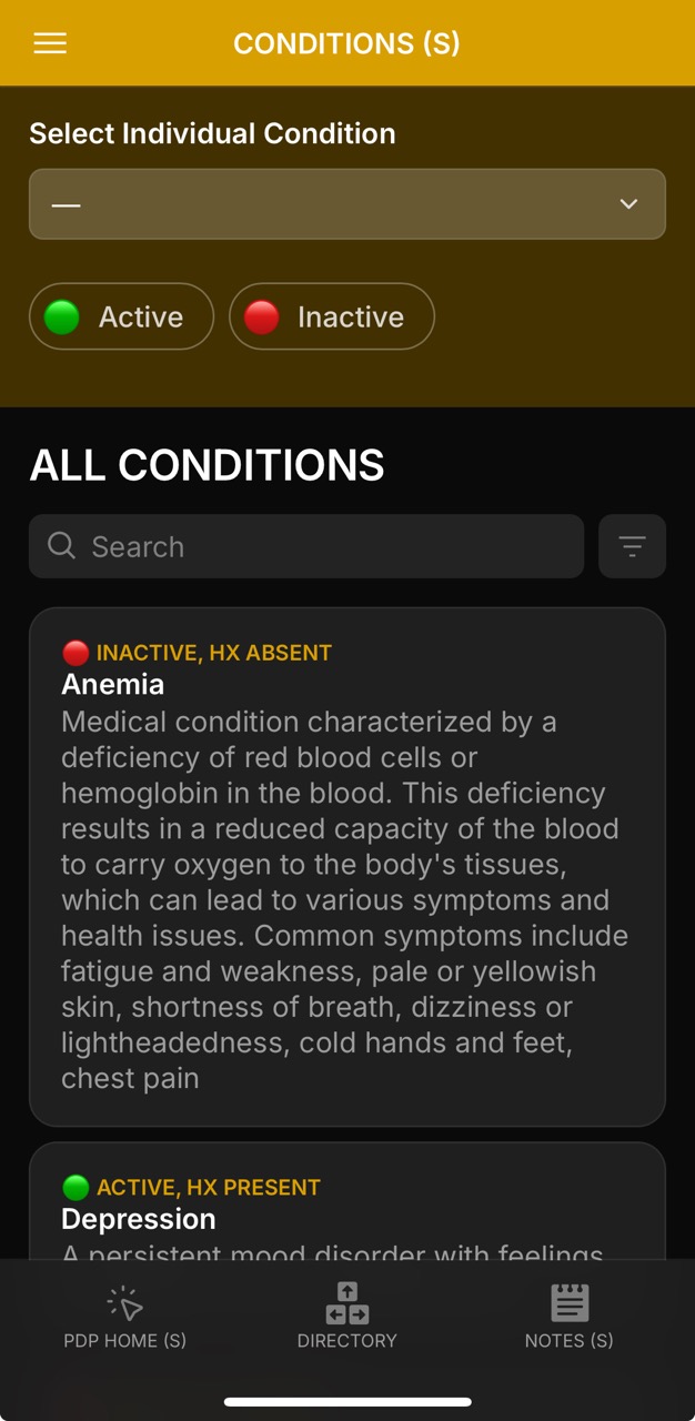Conditions Page